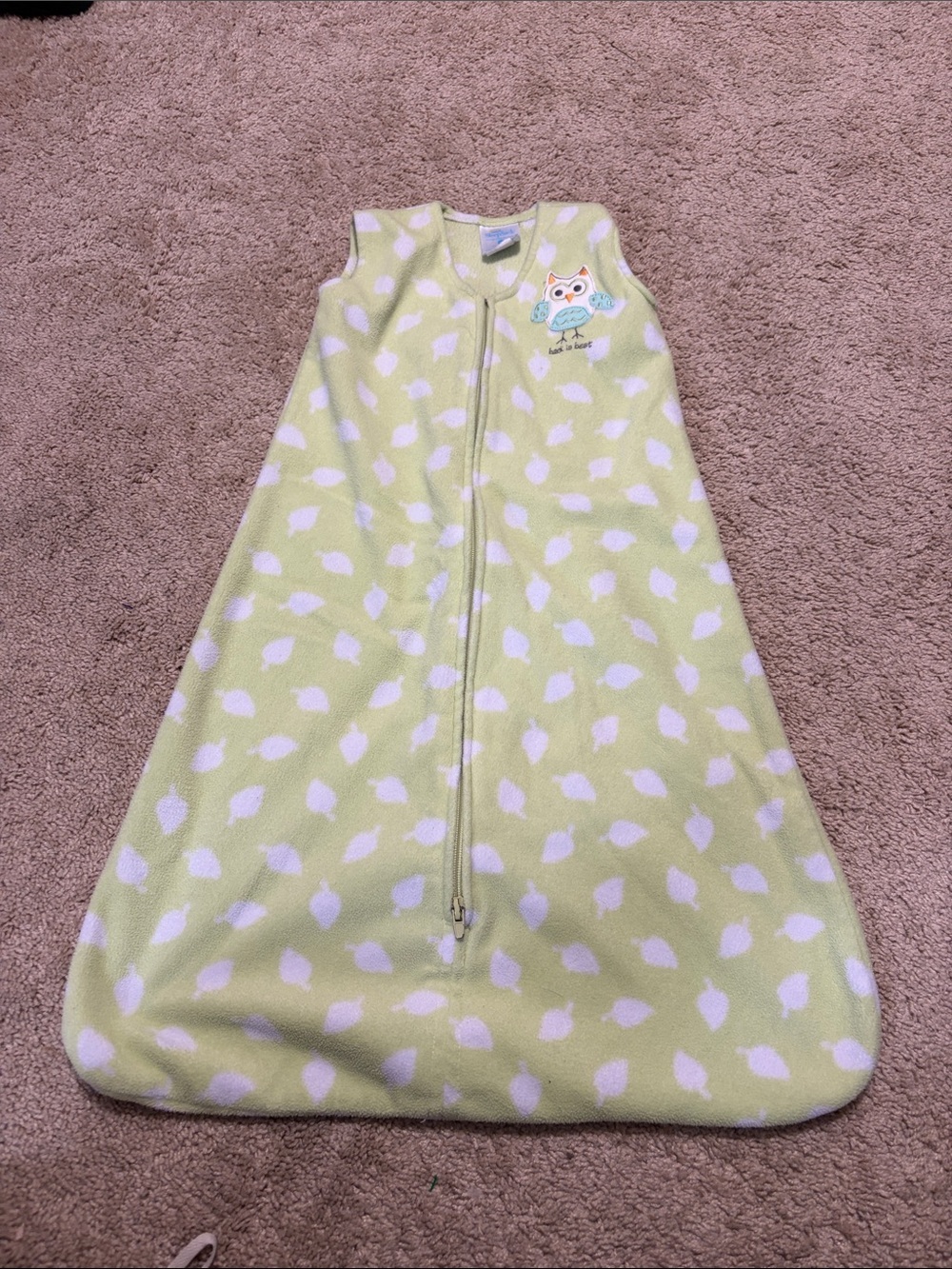Halo Sleepsack Medium  green leaves with Owl